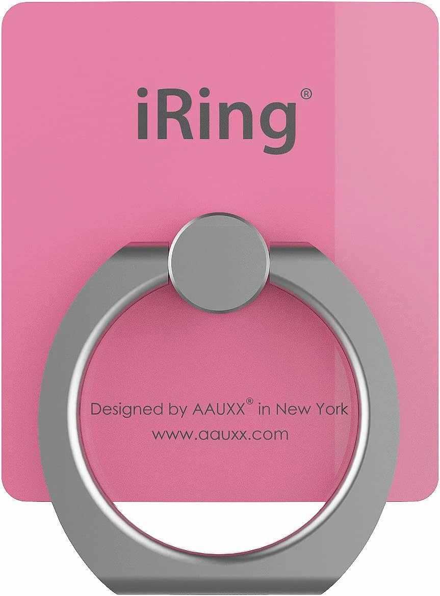 iRing Premium Oaks UMS-IR01HKPI Smartphone Grip Stand with Hanging Hook, Pink, for Smartphones and Tablets