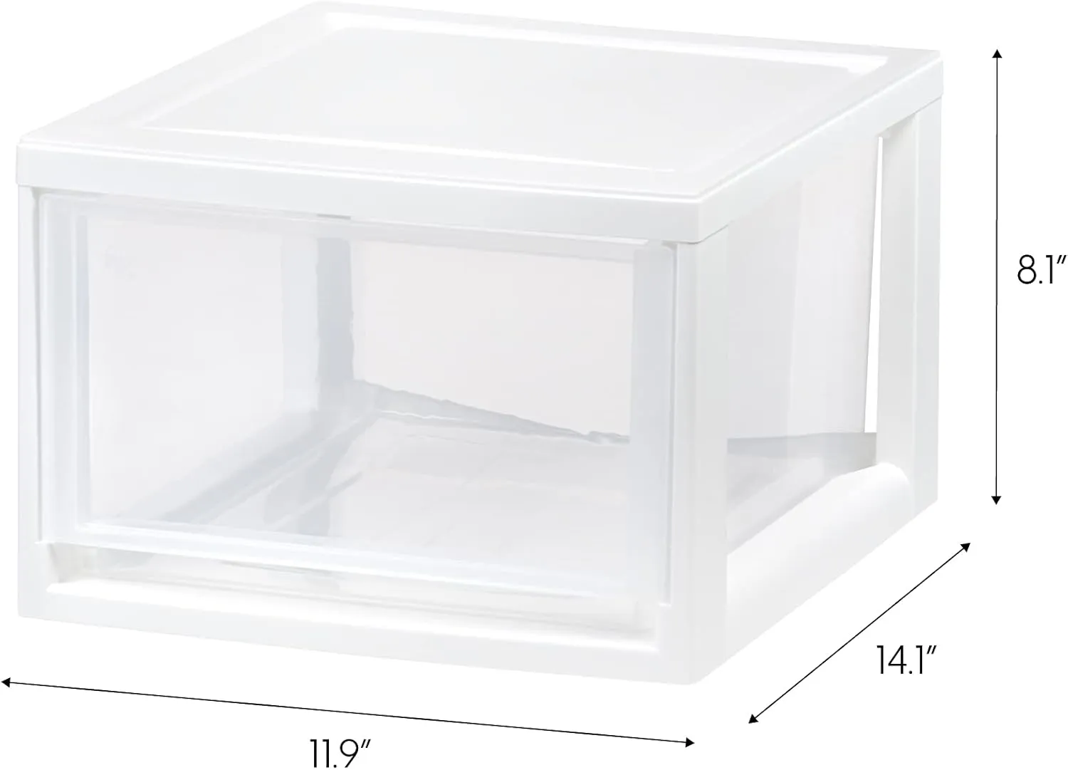 IRIS USA 14.5 Qt. Plastic Drawer Storage Organizer Stacking Drawers, 3-Pack, Stackable Unit with Sliding Drawer for Clothes Bedroom Kitchen Under Sink Pantry Craft Room Bathroom Dorm Office, White