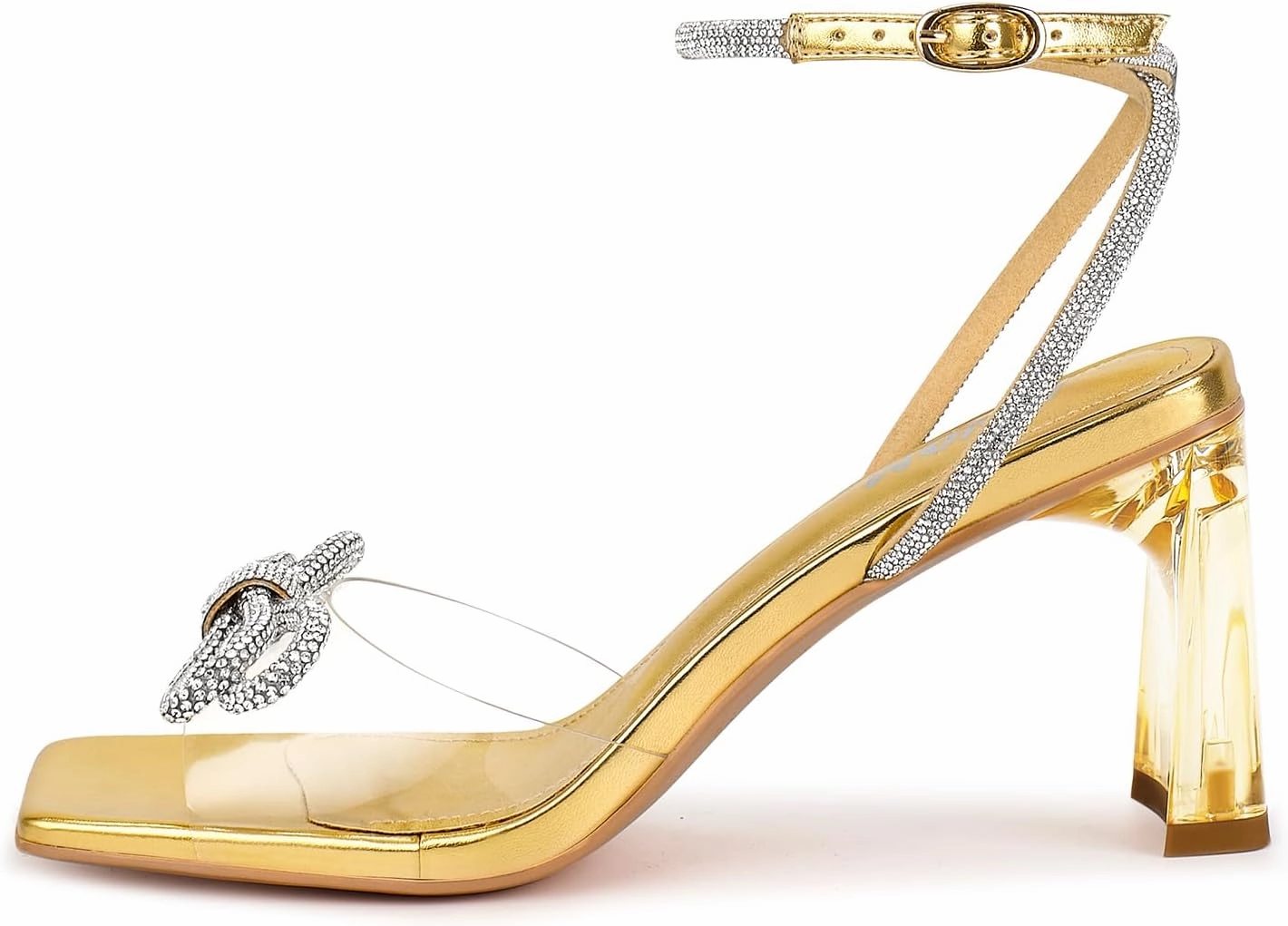 ISNOM Clear Rhinestone Heels for Women, Comfortable and Sassy, Suitable for All Occasions