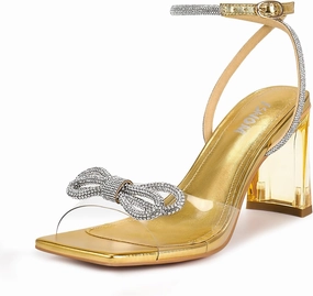 ISNOM Clear Rhinestone Heels for Women, Comfortable and Sassy, Suitable for All Occasions