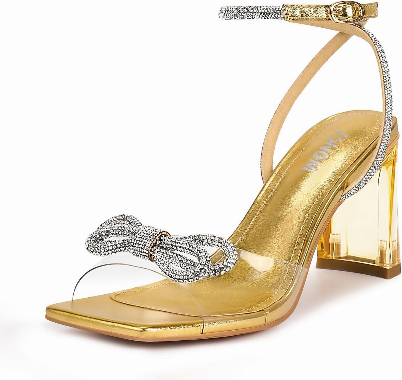 ISNOM Clear Rhinestone Heels for Women, Comfortable and Sassy, Suitable for All Occasions