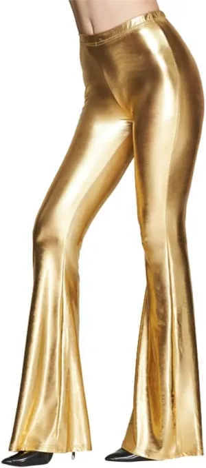 IWEMEK Women Shiny Metallic Bell Bottom Bootcut Palazzo Leggings 70s Disco Wide Leg Pants High Waist Dance Yoga Trousers