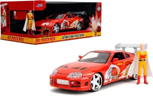 Jada One Punch Man with 1995 Toyota Supra Die-Cast Car – 1:24 Scale Anime Inspired Vehicle, Highly Detailed Model with Saitama Figure, for Ages 8 