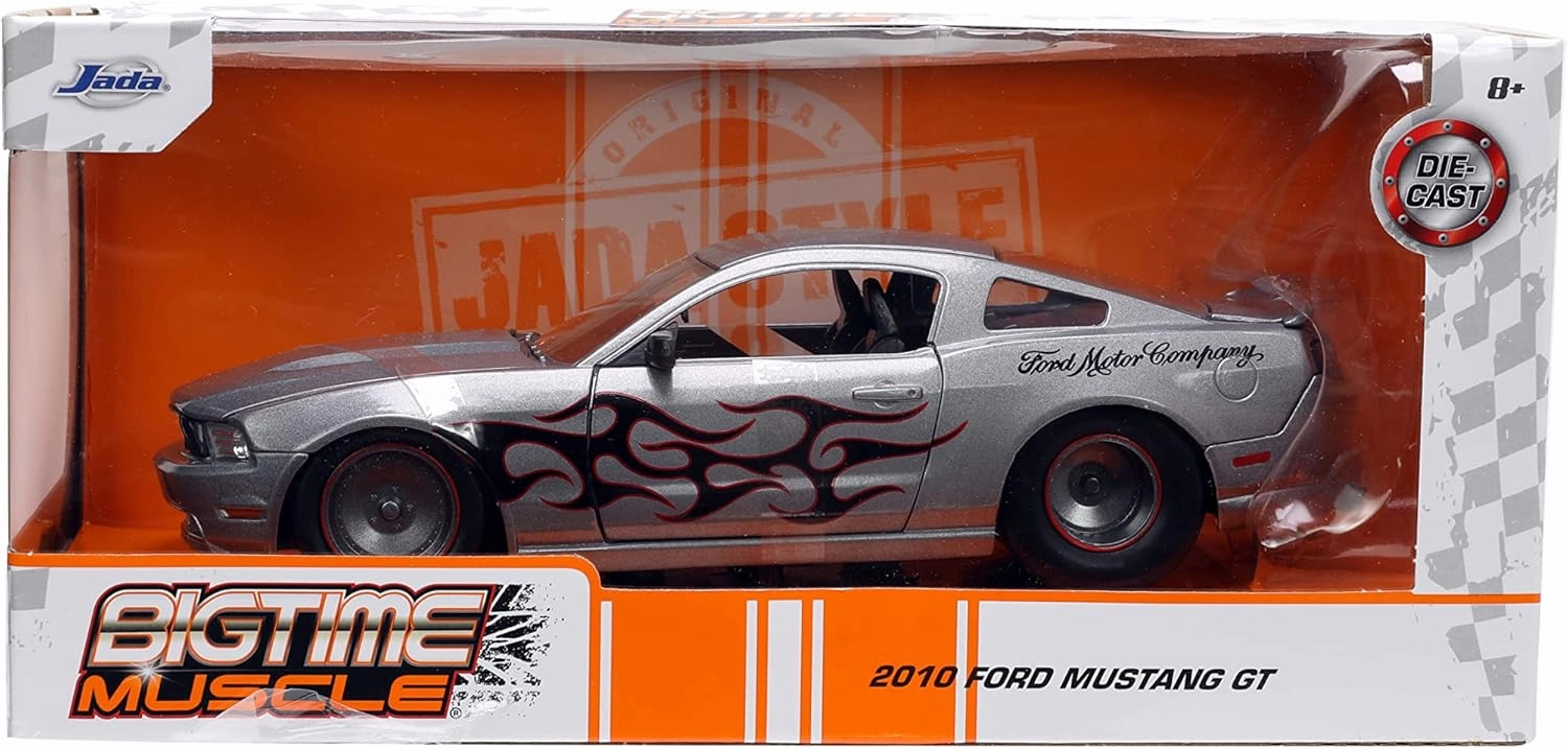 Jada Toys Big Time Muscle 1:24 2010 Ford Mustang GT Die-cast Car, Toys for Kids and Adults, Metallic
