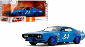 Jada Toys Bigtime Muscle 1:24 1972 Plymouth GTX – Opening Doors, Hood, Trunk, Rubber Tires(Glossy Blue)