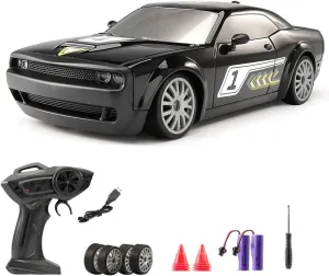 jaming KF27 Remote Control Car,RC Cars for Kids,1:20 4WD RC Drift Car with LED Lights, High-Speed Competitive 2.4G Cars for Drift and Race, Children's Gifts and Toys(Black 2-Battery)
