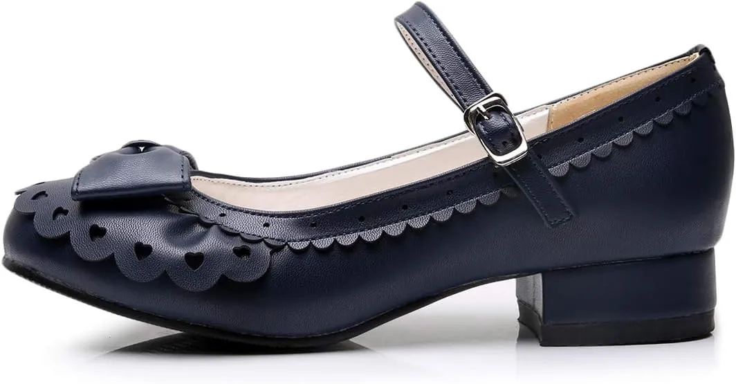 Japanese Sweet Lolita Tea Party Shoes Flounce Trim Bowtie Mary Jane Low Heel Shoes