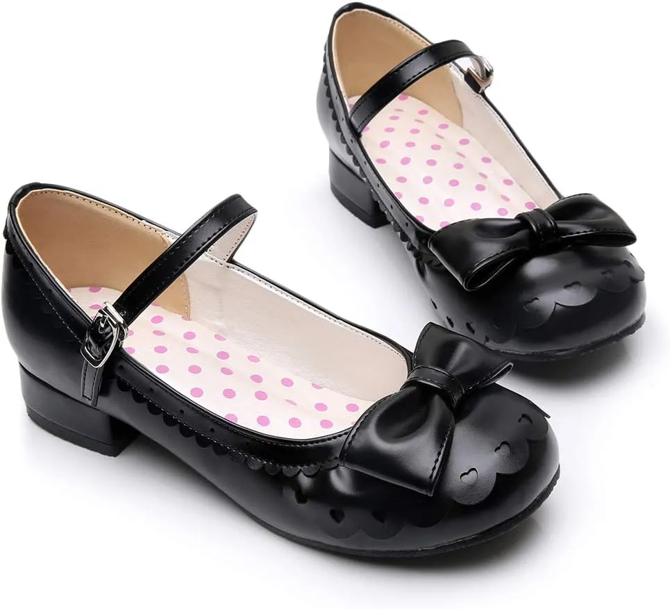 Japanese Sweet Lolita Tea Party Shoes Flounce Trim Bowtie Mary Jane Low Heel Shoes