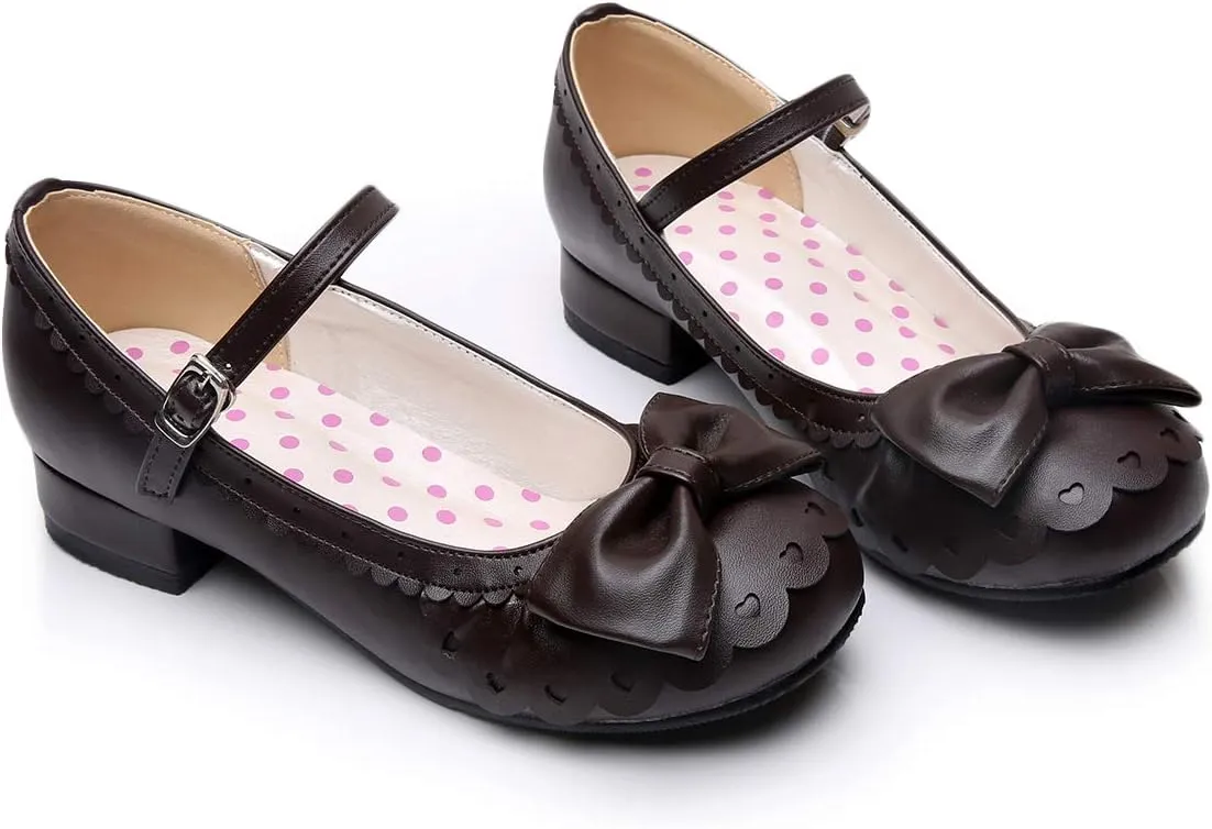 Japanese Sweet Lolita Tea Party Shoes Flounce Trim Bowtie Mary Jane Low Heel Shoes