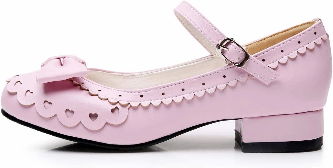 Japanese Sweet Lolita Tea Party Shoes Flounce Trim Bowtie Mary Jane Low Heel Shoes
