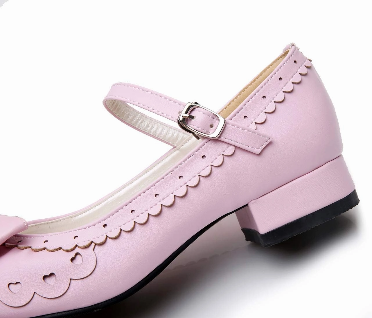 Japanese Sweet Lolita Tea Party Shoes Flounce Trim Bowtie Mary Jane Low Heel Shoes