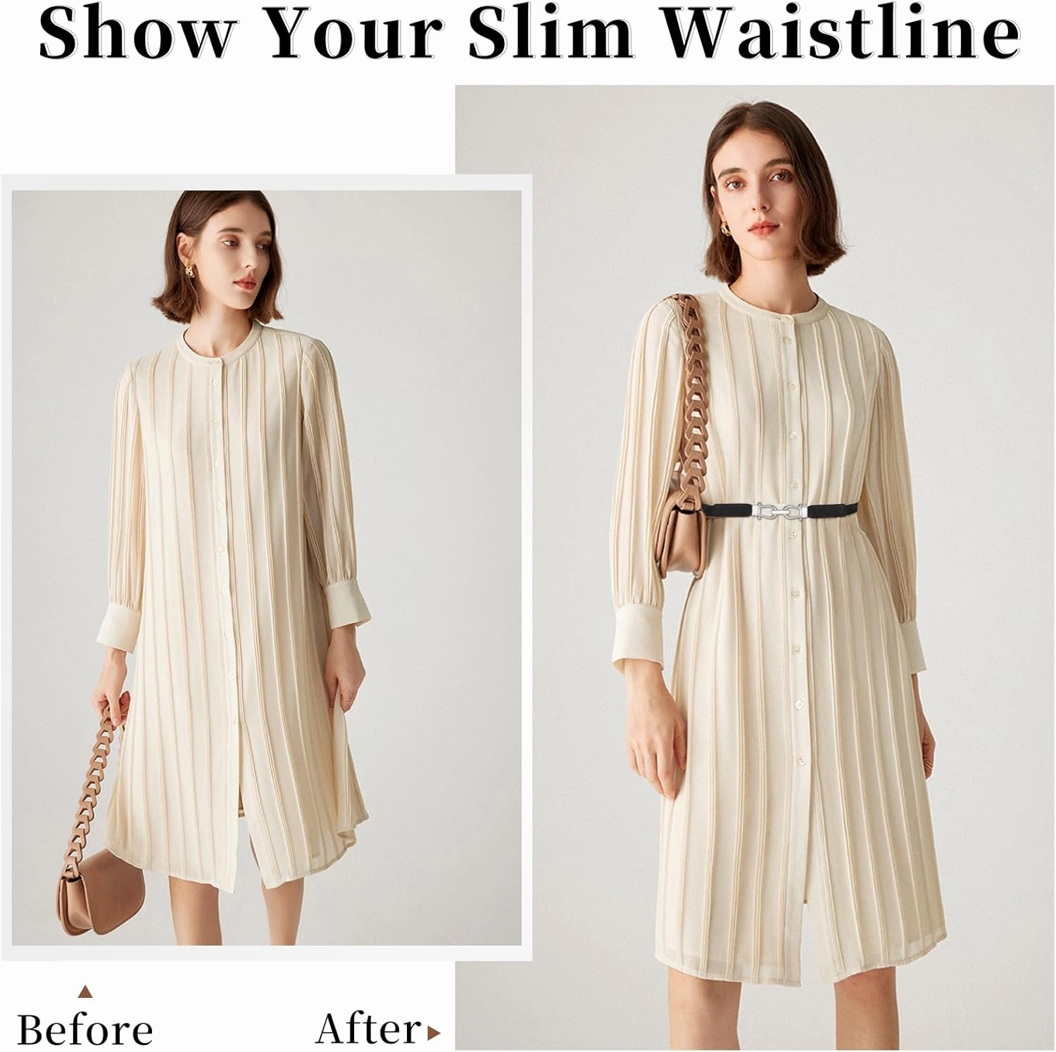 JASGOOD Women Skinny Elastic Belt for Dresses,Thin Retro Stretch Waist Belt with Golden Buckle