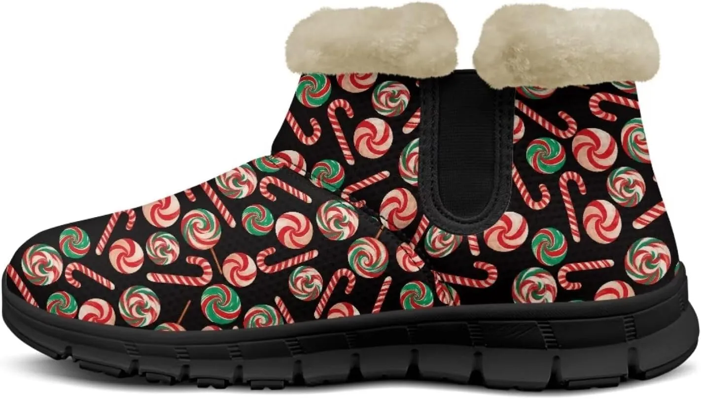 Jeiento Christmas Snow Boots for Women Fuzzy Ankle Booties Hiking Boots Non Slip