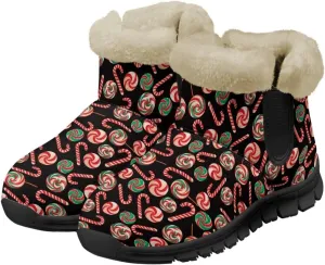 Jeiento Christmas Snow Boots for Women Fuzzy Ankle Booties Hiking Boots Non Slip