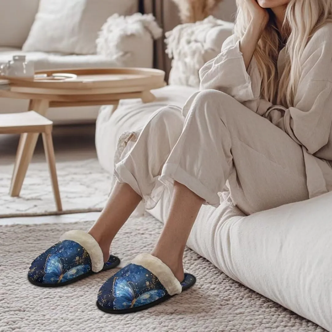 Jeiento Fuzzy Slippers for Women Cozy Memory Foam Scuff Slippers Adult Winter Indoor Slip On Closed Back Slipper Plus Cotton Slippers