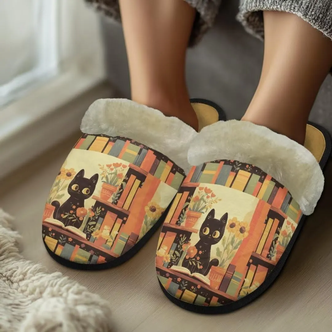 Jeiento Fuzzy Slippers for Women Cozy Memory Foam Scuff Slippers Adult Winter Indoor Slip On Closed Back Slipper Plus Cotton Slippers