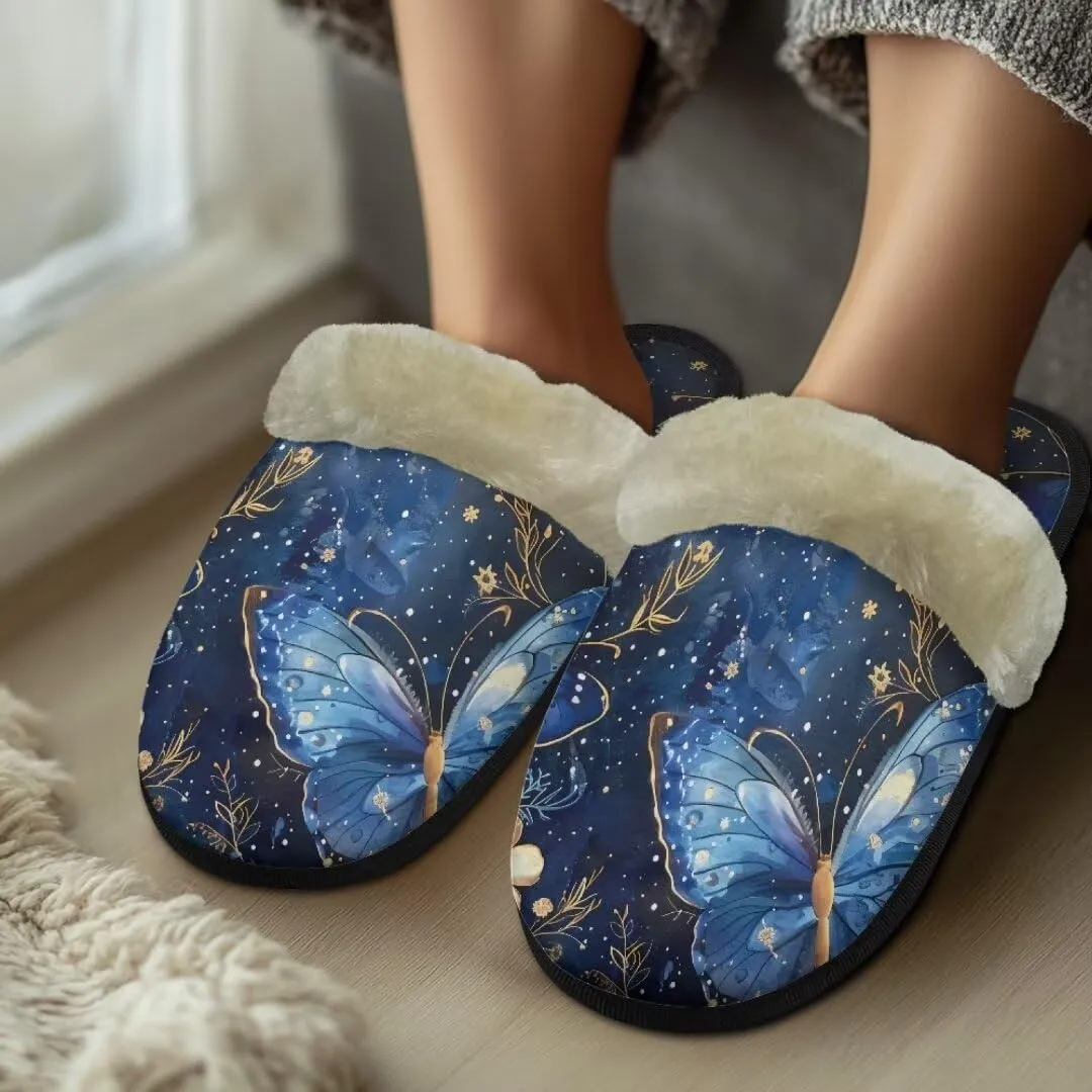 Jeiento Fuzzy Slippers for Women Cozy Memory Foam Scuff Slippers Adult Winter Indoor Slip On Closed Back Slipper Plus Cotton Slippers