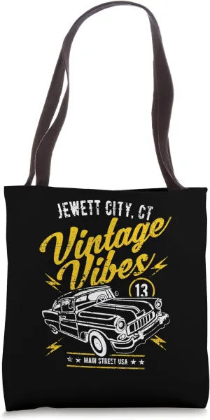 Jewett City CT USA Vintage Vibes Car Distressed Design Tote Bag