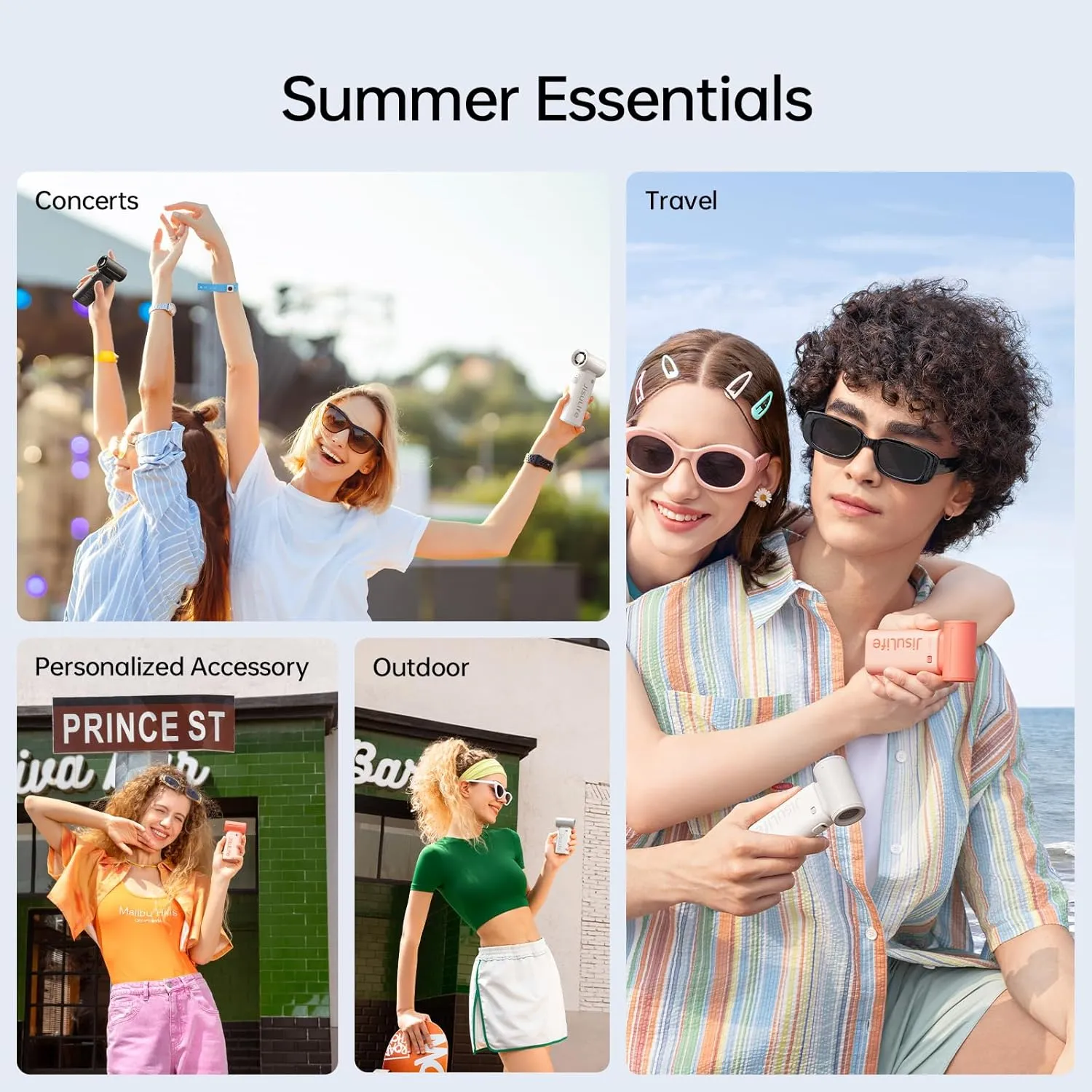 JISULIFE Portable Handheld Fan Life9, Turbo Power High Speed Air [18H Max Cooling Time], 5 Gear Wind, 5000mAh Rechargeable, Mini Pocket Design, Personal Fan for Travel Concerts Cruise Makeup - Pink