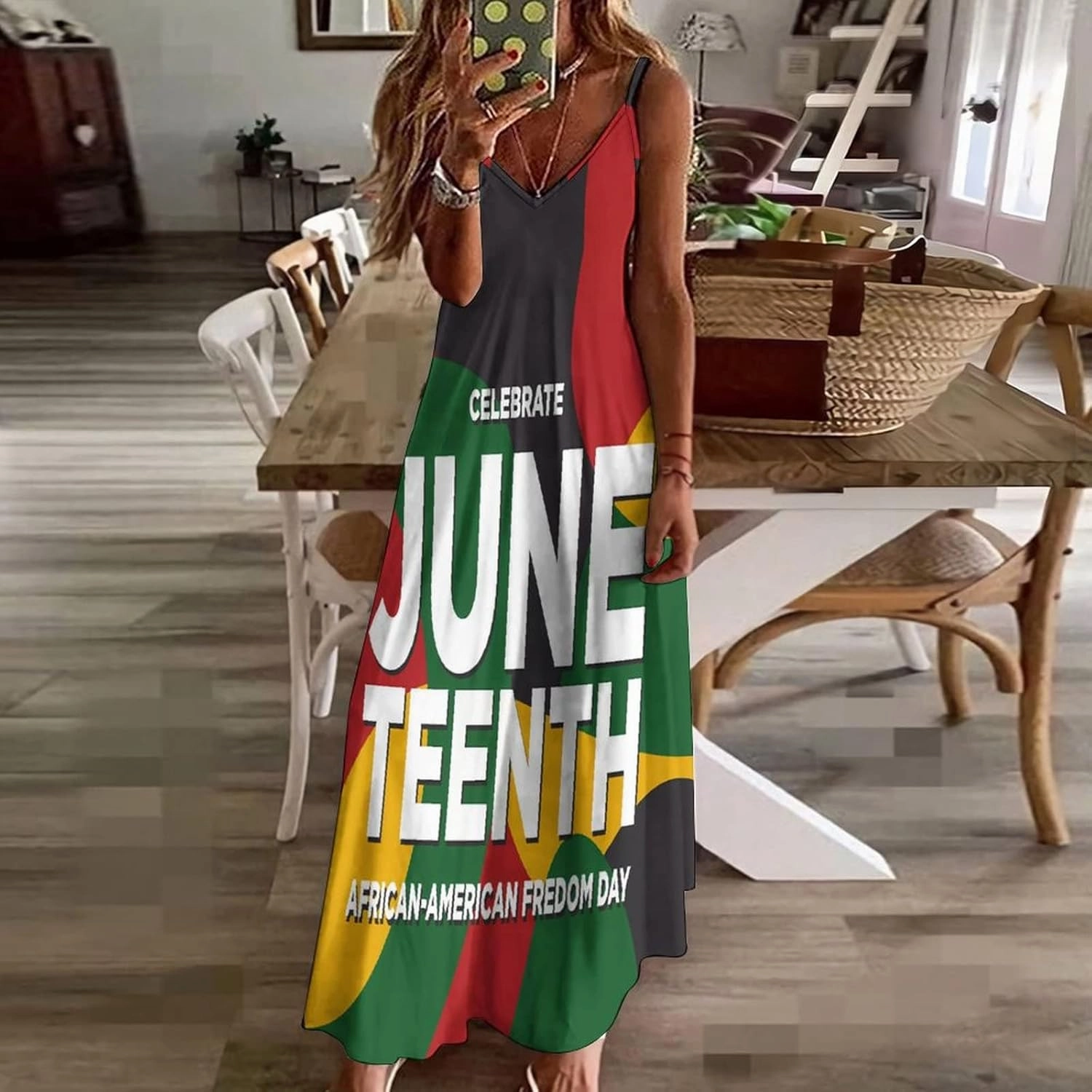 Juneteenth Since 1865 Celebrate Freedom Afican Long Sleeveless Dress for Women Elegant Summer Beach Maxi Dress