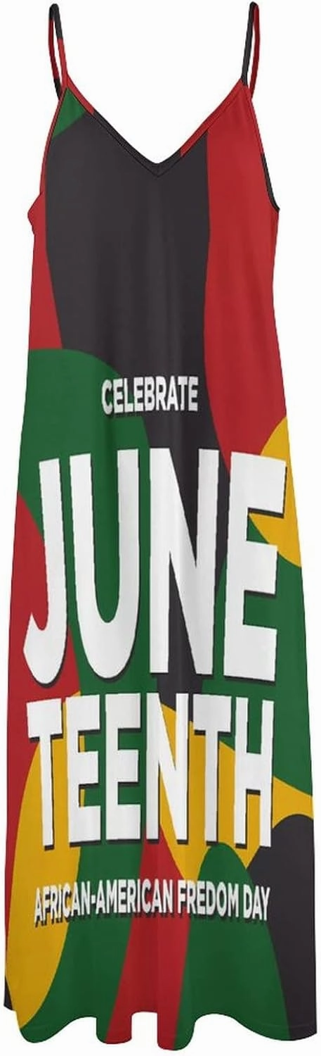 Juneteenth Since 1865 Celebrate Freedom Afican Long Sleeveless Dress for Women Elegant Summer Beach Maxi Dress