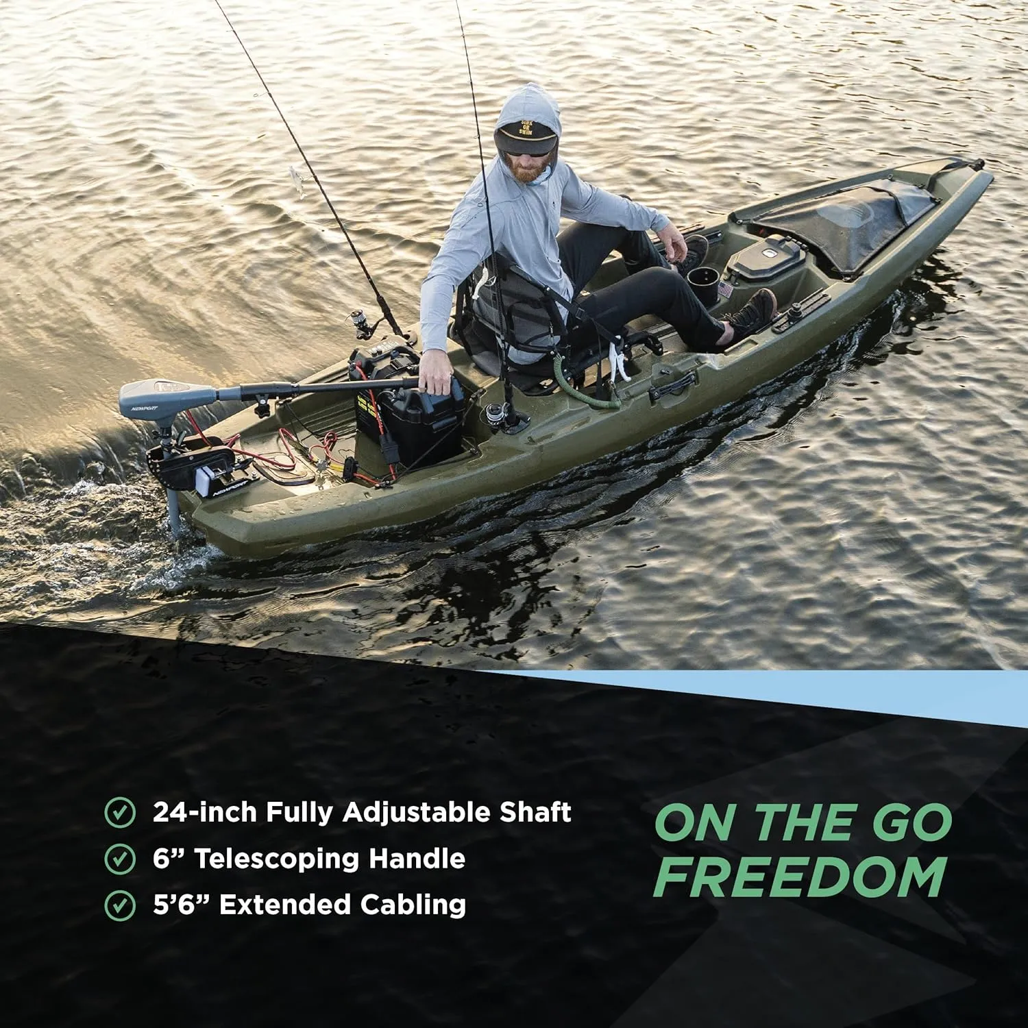 Kayak Series 36lb Thrust Transom Mounted Saltwater Electric Trolling Motor w/LED Battery Indicator (24" Shaft)