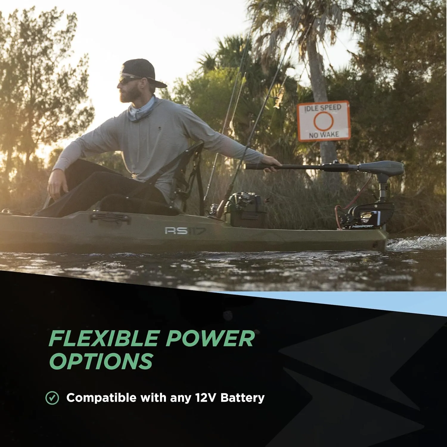 Kayak Series 36lb Thrust Transom Mounted Saltwater Electric Trolling Motor w/LED Battery Indicator (24" Shaft)