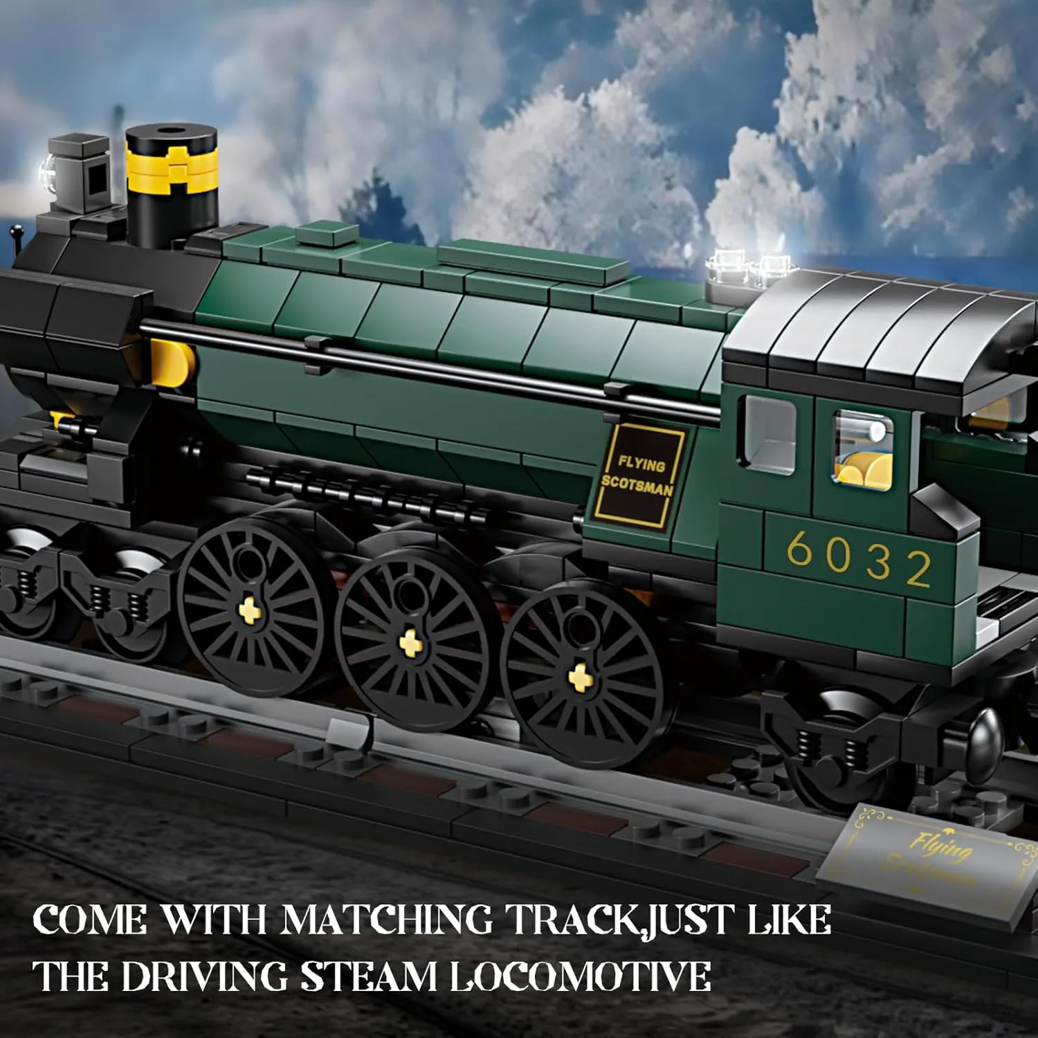 KAZI Retro Flying Scotsman Train Building Toys,Classic Locomotive Display Model for Trains Lovers,Fun Gift for Boys Adults,Home Decor