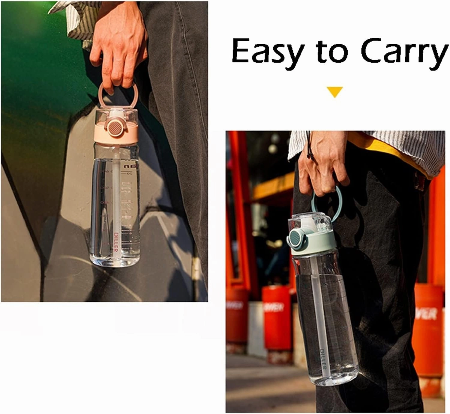kettles Reusable Water Bottle,Large Capacity,Sport bottle with Straw,BPA free,Tea Jug-Clear,Leak proof,Portable,Easy to Open,Fitness canteen(C)