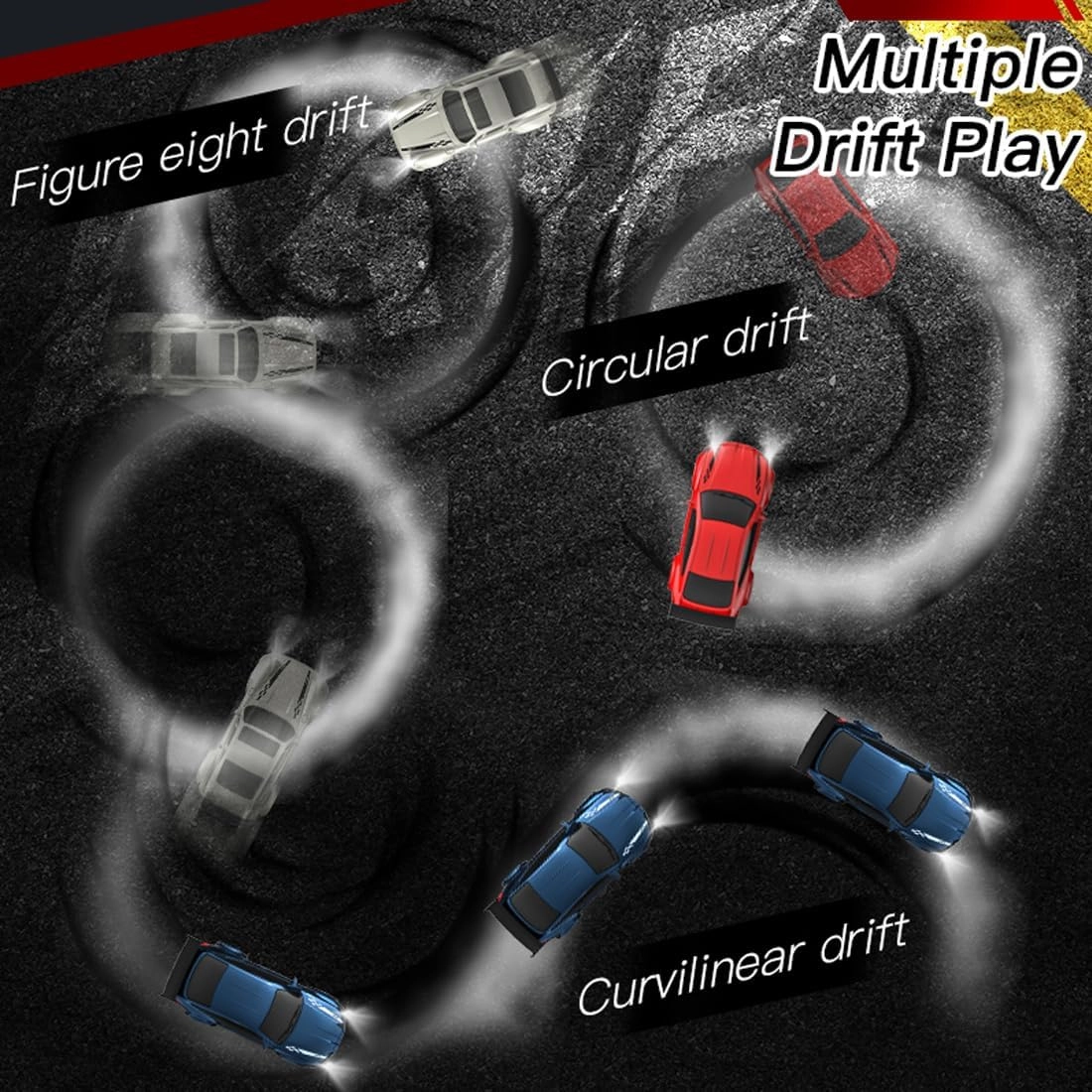 KF20 1/64 Mini Drift RC Car with Full Proportional RTR 2.4GHZ Remote Control for Desktop Racing Cars (White)