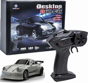 KF20 1/64 Mini Drift RC Car with Full Proportional RTR 2.4GHZ Remote Control for Desktop Racing Cars (White)