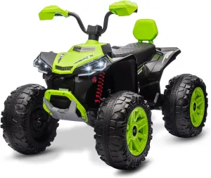 Kids ATV 4 Wheeler Ride on Eletric Motorcycle, 24V Battery Powered, Kids Electric Toy Car, with High&Low Speed, Music, Led Lights, Ride On Car for 3-8 Kids,Green