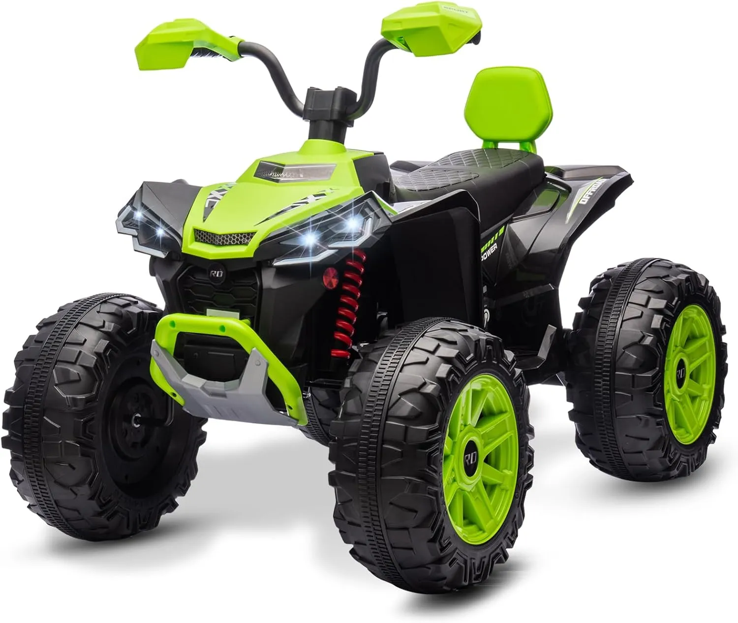Kids ATV 4 Wheeler Ride on Eletric Motorcycle, 24V Battery Powered, Kids Electric Toy Car, with High&Low Speed, Music, Led Lights, Ride On Car for 3-8 Kids,Green