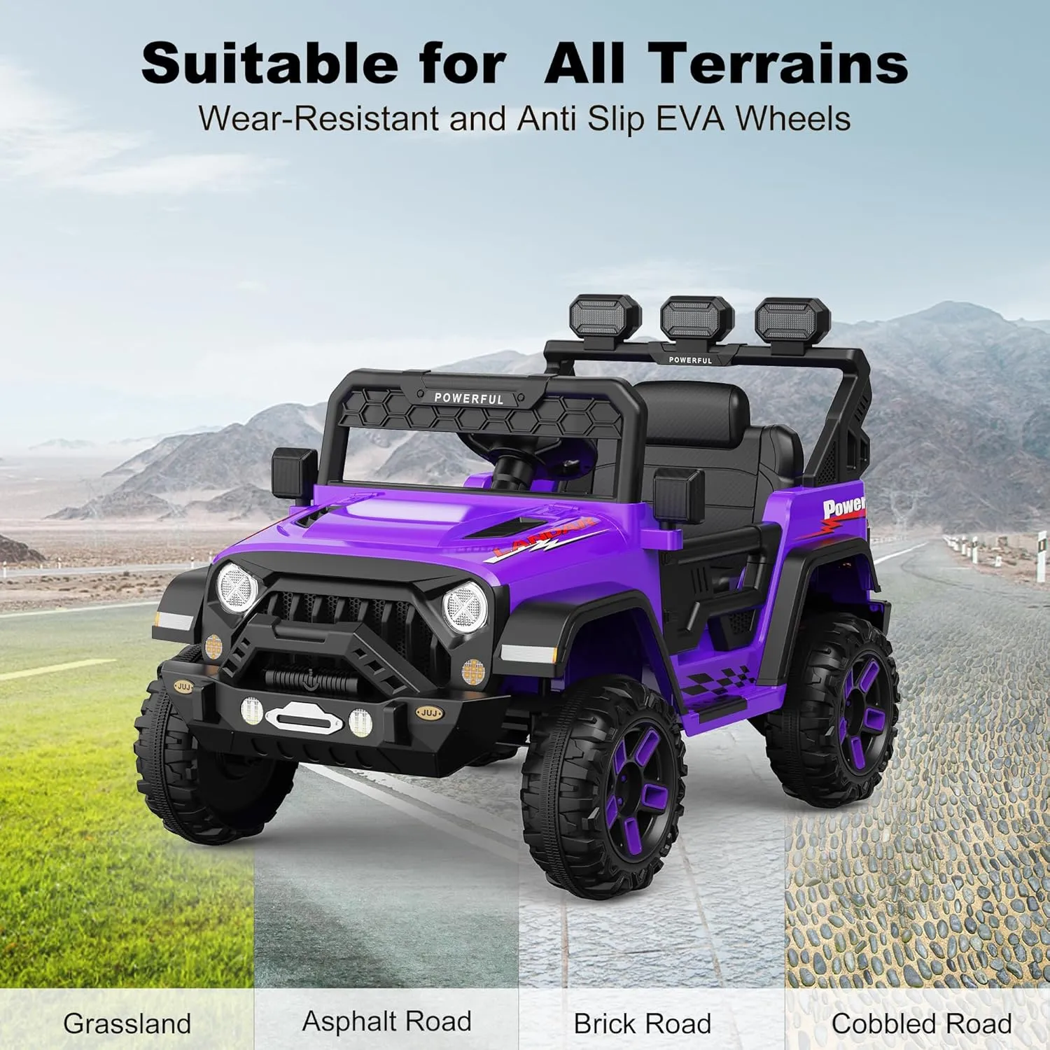 Kids Electric Vehicle, 12V Battery Powered Ride On Car with 2.4G Remote Control, Electric Car for Kids, 3 Speed Ride On Toy, Soft Start, LED Lights, Bluetooth, Purple