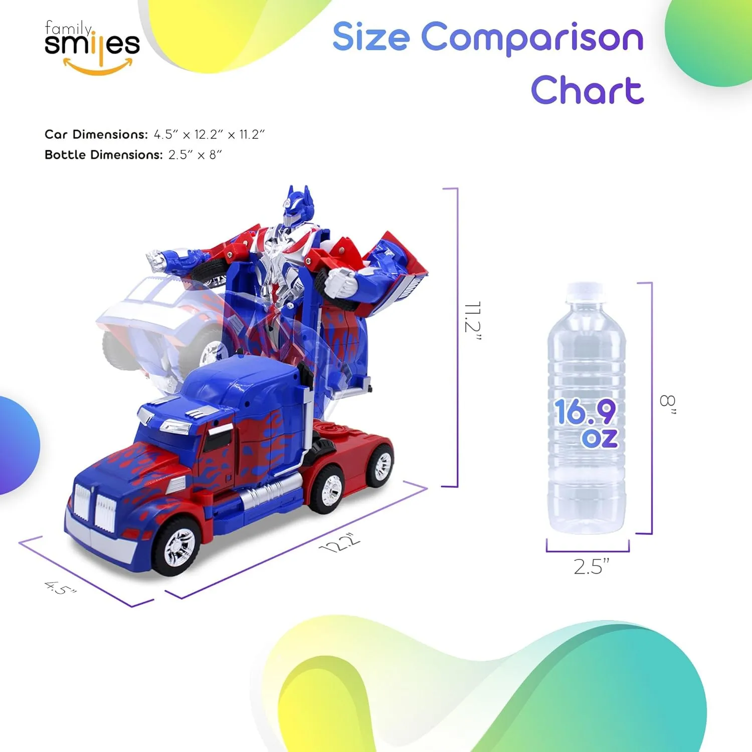 Kids Transforming Robot RC Truck Toys for Boys 8-13 Remote Control Car Gift Blue
