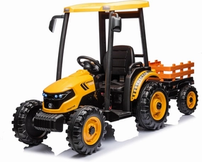 Kids Ride On Tractor, 24V Riding Tractor w/Trailer, Power Wheels 24V Ride on Toys for Boys Girls, Kids Ride on Car w/Dual Motor, Battery Powered Electric Riding Toys (Yellow Tractor with Trailer)