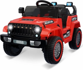 Kids Ride On Truck Car, 12V Battery Powered Electric Vehicles for Kids with Remote Control, 3 Speeds, Led Lights, Music, Ride On Toy Car for Boys Girls, Red