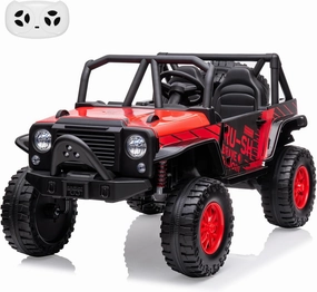 Kids Truck, 24V 2 Seater Kids Ride On Car with Remote Control, Electric Vehicle with 19" Wide Seat, Dual Motors, Soft Brake, LED Lights, and Spring Suspension