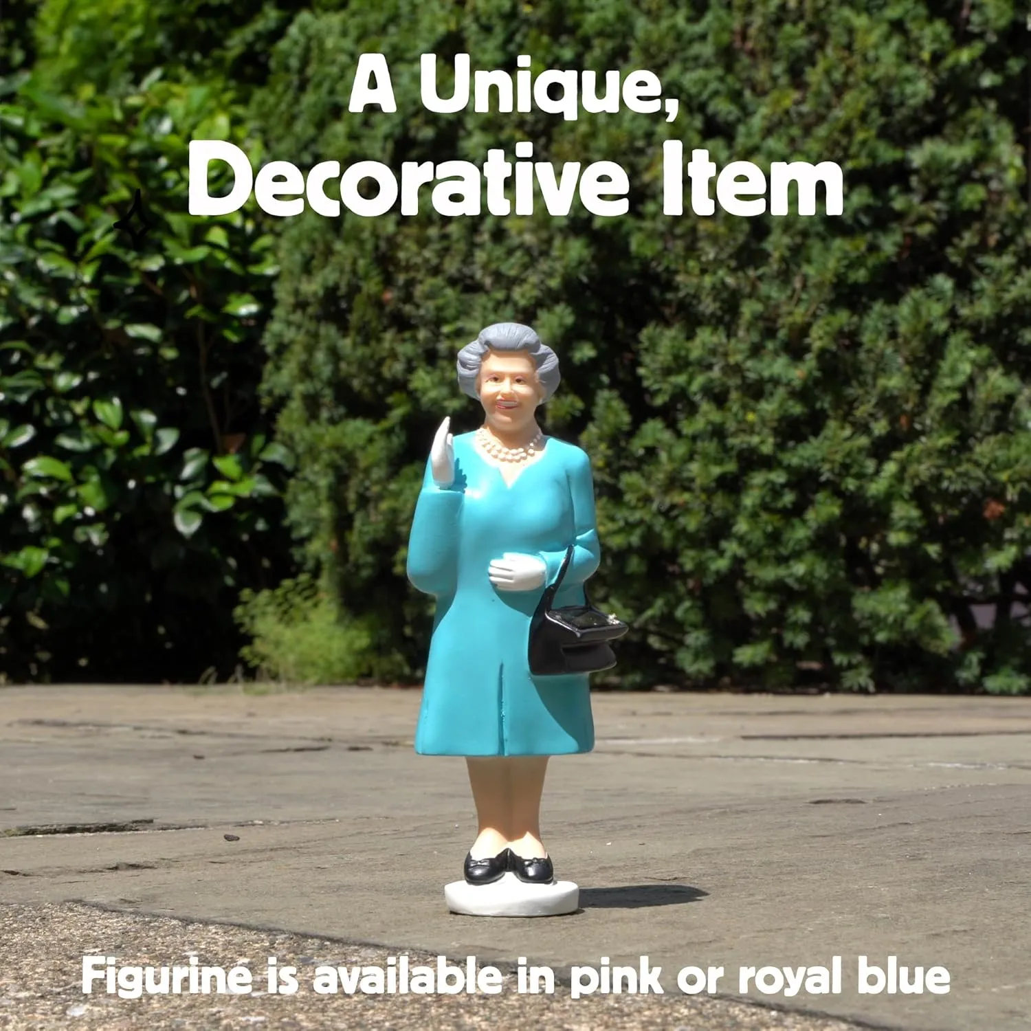 Kikkerland Solar Powered Waving Queen Figurine: Fun Decor for Home & Kitchen, Office Desk, Garden, Car – Great Novelty Toy Statue, Display Shelf Collectible, Holiday & Birthday Gift