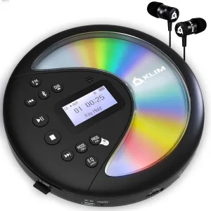 KLIM Discover   Portable CD Player Walkman with Long-Lasting Battery   New 2024   with Headphones   Radio FM   Compatible MP3 CD Player Portable   SD Card, FM Transmitter, Bluetooth   Ideal for Cars
