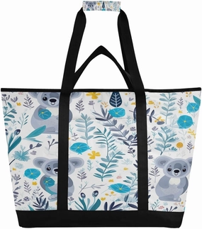 Koala Flower Reusable Insulated Lunchbox Cooler Bag, Leakproof Kitchen Grocery Bag Collapsible Portable Cooler Tote Bag for Picnic, Camping, Office, Travel