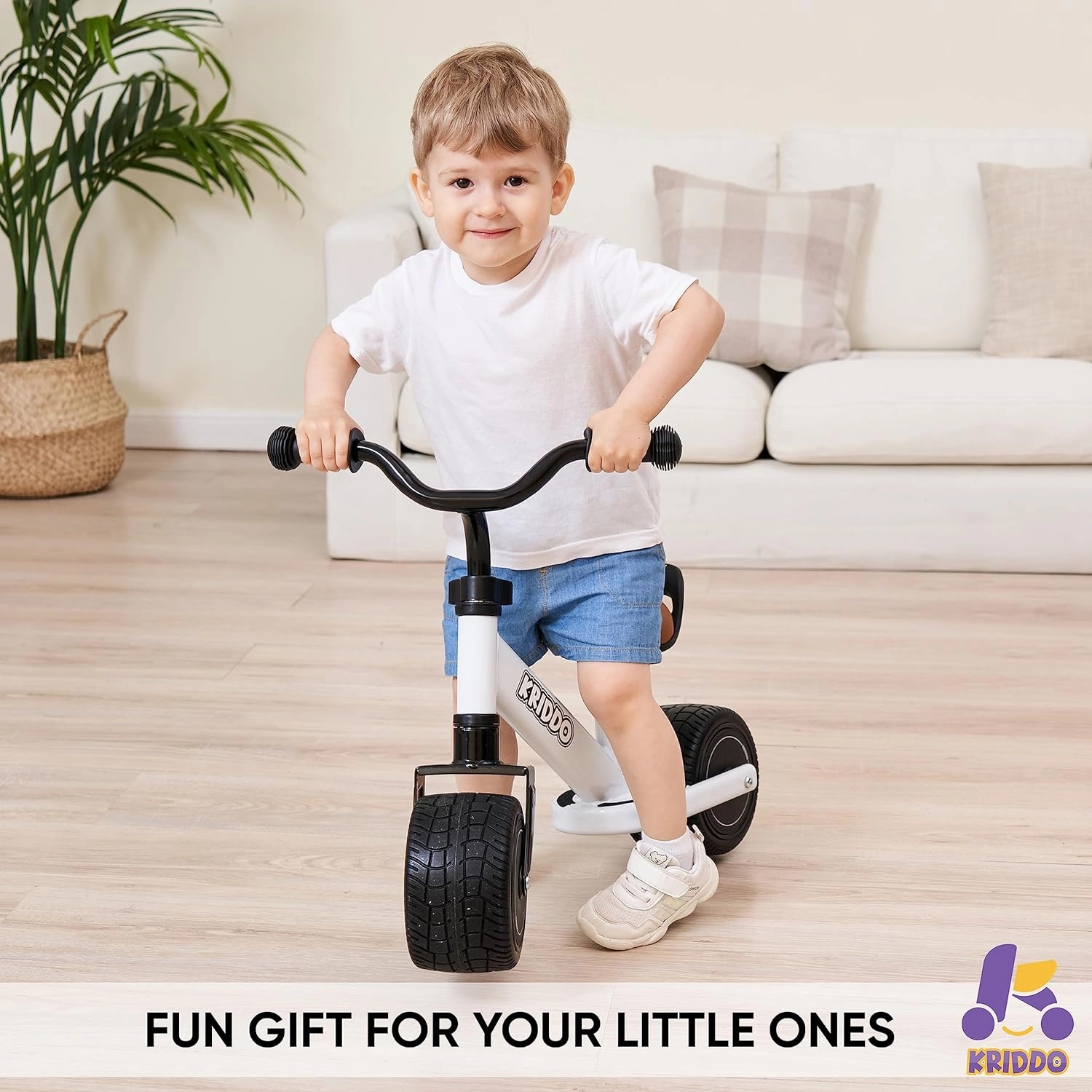 KRIDDO 1-2 Year Old Balance Bike, Mini Cruiser for First Birthday, Black