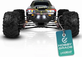 LAEGENDARY Remote Control Car, Hobby Grade RC Car 1:10 Scale Brushed Motor with Two Batteries, 4x4 Off-Road Waterproof RC Truck, Fast RC Cars for Adults, RC Cars, Remote Control Truck