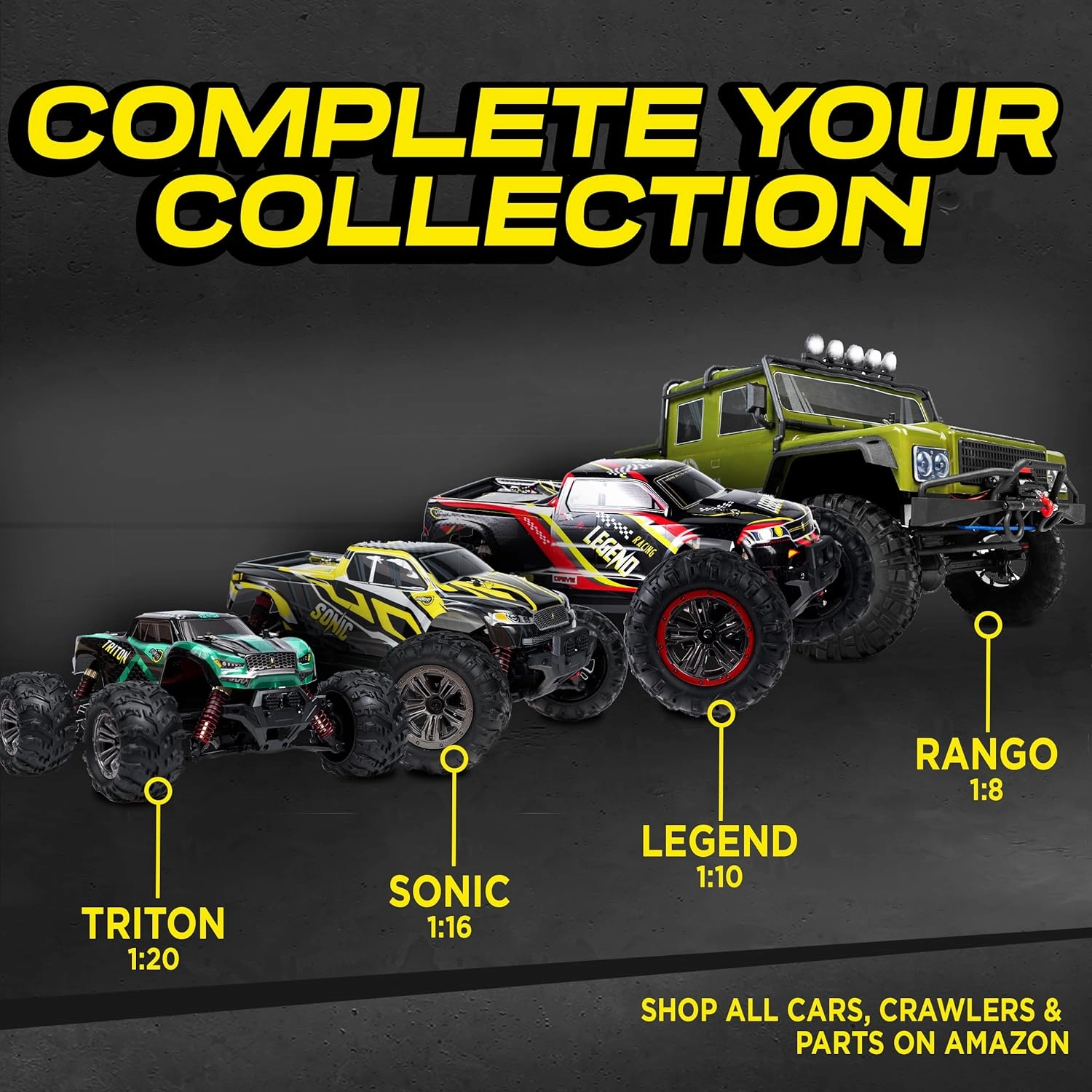 LAEGENDARY Remote Control Car, Hobby Grade RC Car 1:10 Scale Brushed Motor with Two Batteries, 4x4 Off-Road Waterproof RC Truck, Fast RC Cars for Adults, RC Cars, Remote Control Truck