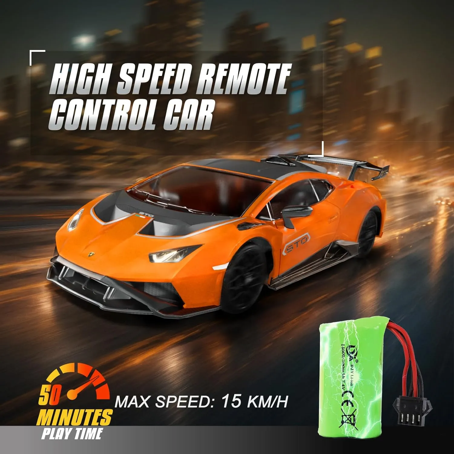 Lamborghini Remote Control Car for Boys 4-7, 1:18 Scale Official Licensed Lamborghini Toy Car, 2.4Ghz RC Drift Car Toys for Adults Boys 8-12 Kids Birthday Gift Ideas, Drift RC Cars (Orange)