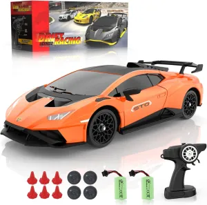 Lamborghini Remote Control Car for Boys 4-7, 1:18 Scale Official Licensed Lamborghini Toy Car, 2.4Ghz RC Drift Car Toys for Adults Boys 8-12 Kids Birthday Gift Ideas, Drift RC Cars (Orange)