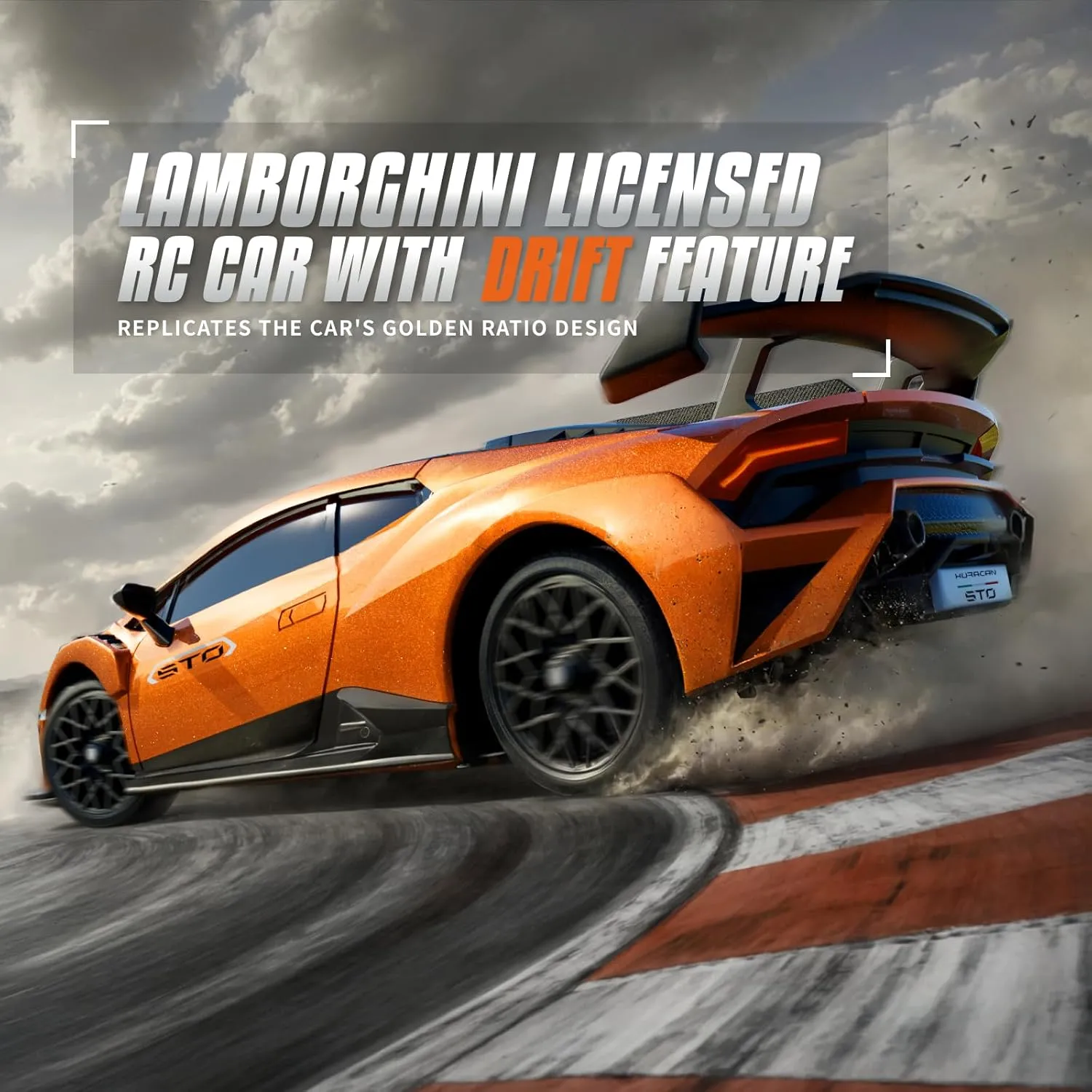 Lamborghini Remote Control Car for Boys 4-7, 1:18 Scale Official Licensed Lamborghini Toy Car, 2.4Ghz RC Drift Car Toys for Adults Boys 8-12 Kids Birthday Gift Ideas, Drift RC Cars (Orange)