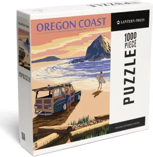 Lantern Press 1000 Piece Jigsaw Puzzle, Oregon Coast, Woody with Haystack Rock