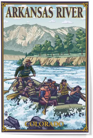 Lantern Press 12x18 Inch Art Print Wall Decor, Arkansas River, Colorado, River Rafting