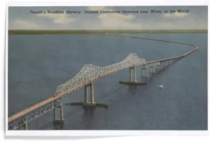 Lantern Press 12x18 Inch Art Print Wall Decor, Florida's Sunshine Skyway Bridge
